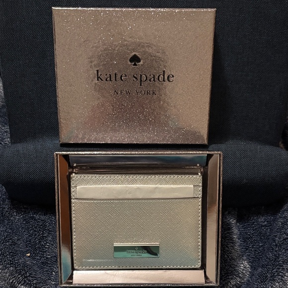 kate spade Accessories - Kate Spade Metallic Silver Card Holder